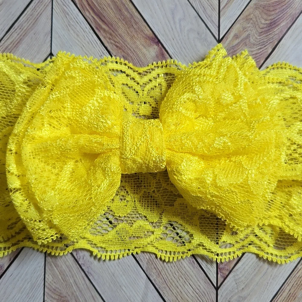 Baby Girls Lace Bow Headbands Set Soft Elastic Wide Hairbands Infants & Toddler